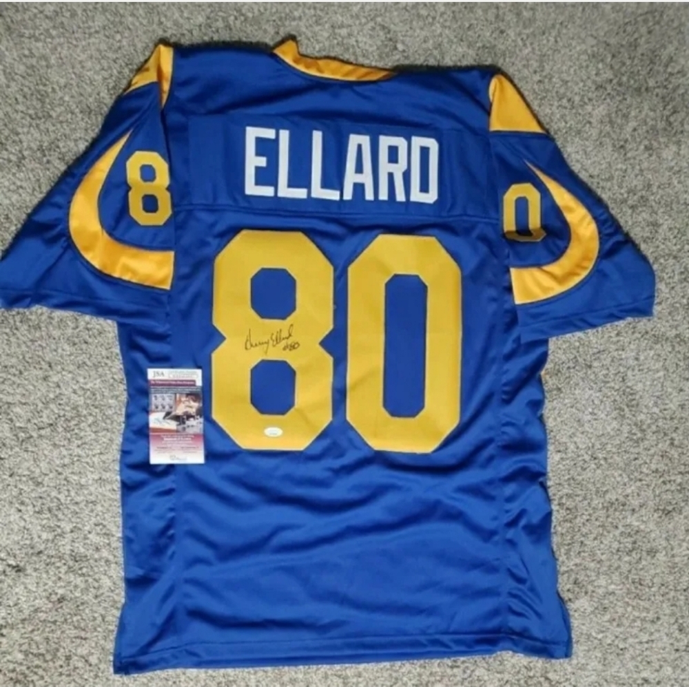 Custom HENRY ELLARD SIGNED AUTOGRAPHED LOS ANGELES RAMS JERSEY WITH JSA COA
